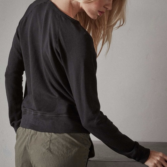 Standard James Perse Scoop Neck Long Sleeve Tee Shirt Dark Grey Womens 3 = L - Picture 2 of 10